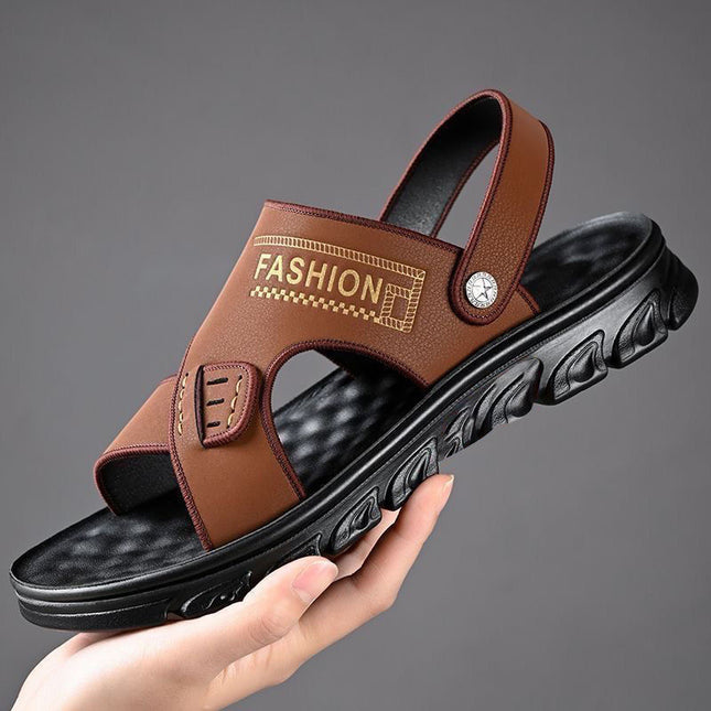 2025 New Summer Men's Beach Sandals Soft Sole Non-slip Open Toe Casual Breathable Wear-resistant Driving Bath Slippers