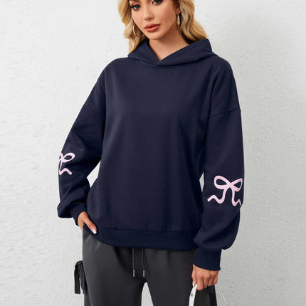 Europe and the United States cross-border pullover Wei hoodie bow autumn and winter round neck long sleeve sweater loose fleece-lined