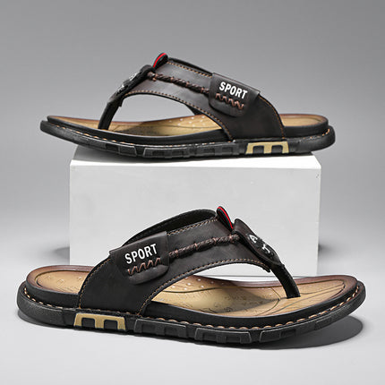 Cross-border summer plus size 46 flip-flops men's clip-on open-toe breathable Korean beach shoes home slippers manufacturers