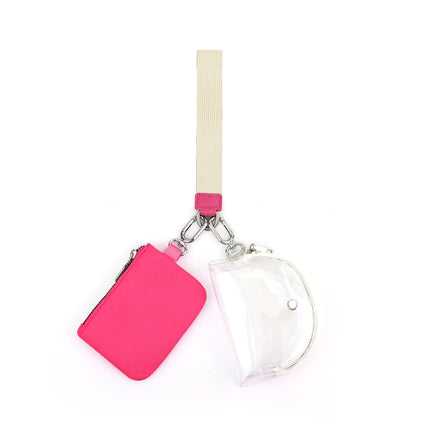 in stock Cross-border Explosions Lulu Same Style Transparent PVC Card Bag Wrist Bag Portable Bank Card Change Storage Bag