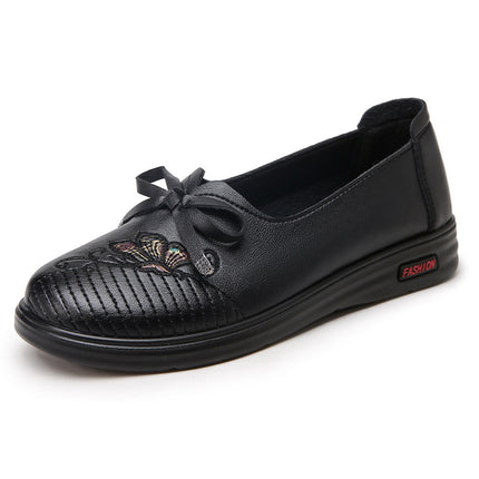 Mom's Shoes 2026 New Model for Middle-Aged and Elderly Women, Spring and Autumn Single Shoes, Soft Sole, Non-Slip Leather Shoes, Flat Comfortable Women's Shoes