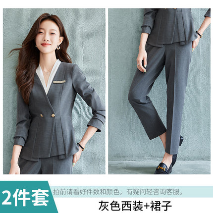 Black Suit suit Women's Business Wear Foruman Autumn and Winter Temperament Goddess Fan OL Tooling Jewelry Store Front Desk Work Clothes