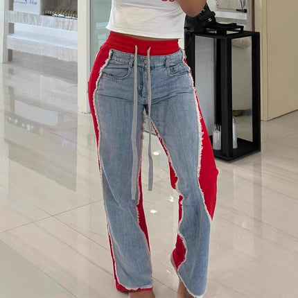 D8709 New Products on Aliexpress and Amazon, European and American Fashion, Unique Women's Clothing, Women's Pants, Patchwork Jeans for Sale