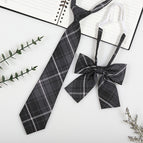 Jk047 smoke gray plaid (tie + collar flower)
