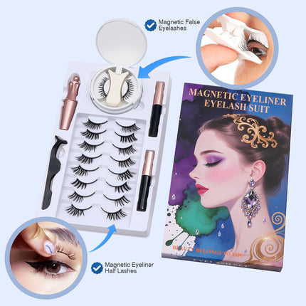 Wholesale magnetic eyeliner false eyelashes magnet false eyelashes 3D three-dimensional net red magnetic false eyelashes 3 pairs of suit