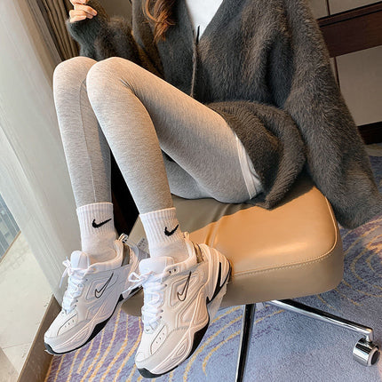 Source Gray Vertical Pattern Warm Plus Velvet Leggings for Women's Outer Wear in Autumn and Winter Thickened High Elastic High Waist Slimming Dropshipping