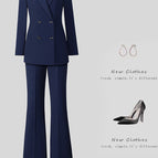 25901 blue suit + wide leg pants / 4 XL
