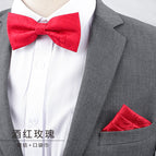 Wine Red Rose Bow Tie + pocket towel