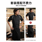 Black top with long sleeves + black tal2003 long apron / M