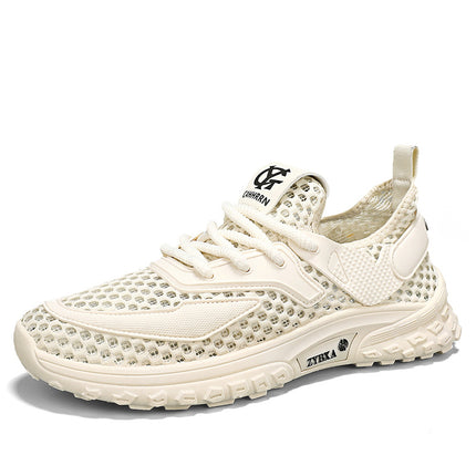 2025 Summer Lightweight Slip-On Large-Eye Cut Out Mesh Flats One-Leg Outdoor Douyin Casual Sandals and Sneakers for Men