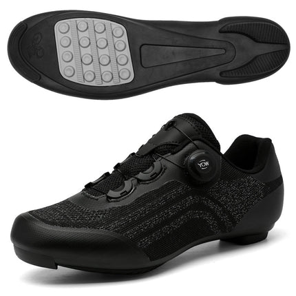 Road Mountain Men's and Women's Locked Bicycle Lockless Shoes Hard Sole Spinning Bicycle Riding Shoes Gym Black