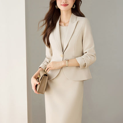 New Blue Suit Jacket Women's Suit dress Dress Two-piece Autumn and Winter Elegant Small Chanel Style Business Wear