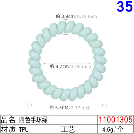 Outer Diameter 4cm Black Phone Cord Hair Tie Korean Hair Tie Hair Rope Transparent White Rubber Band Wire Coil Headwear