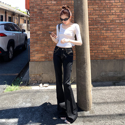 Raccoon House # 2025 Autumn and Winter New Products｜Modern Classics｜Original Black Low Waist Fashionable Spicy Flared Jeans for Women