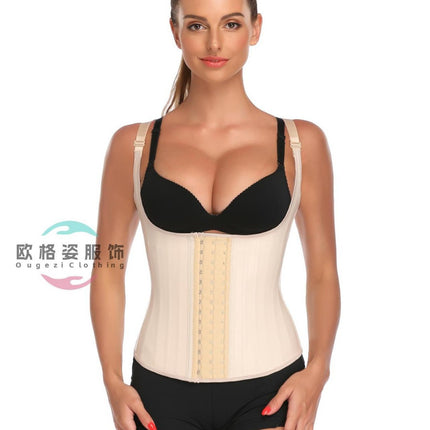 25 Steel Bone Gloss Latex Body Shaper Tunic Camisole Vest Abdominal Corset Latexcorset