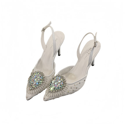 Lady's Pointed-Toe Strappy High-Heeled Shoes 2025 Spring and Summer New Stiletto Niche Flats Rhinestone Back Strap Toe-Cap Sandals