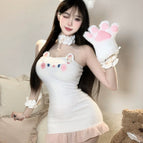 White cat [including dress + neck ring + bracelets*2 + leg rings] / S