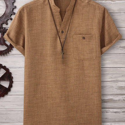Men's Light Green Summer Casual Button up Shirt with Chest