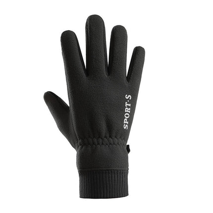 Winter Polar Fleece Gloves Men's Fleece-Lined Warm and Thickeneded Outdoor Cycling Running Sports Driving Fleece Cold-Proof Gloves