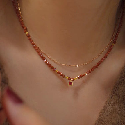 Natural Freshwater Pearl Necklace Imported Zircon Beaded Cutting High-grade Sense Exquisite All-match Love Pendant Necklace Women