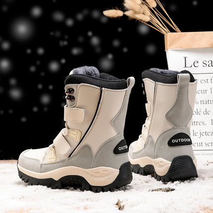 Winter Outdoor Snow Boots for Women Mid-Calf Plus Velvet Warm Mountaineering Travel Shoes Ski Shoes Snow Boots Trendy Shoes