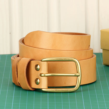 5mm Thickened Genuine Leather Men's Belt Top Layer Cowhide Genuine Belt Vegetable Tanning Top Layer Cowhide Copper Buckle Belt
