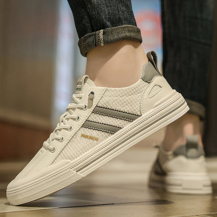 Men's Summer Breathable Ice Mesh Slip-On Non-Slip Anti-Odor Casual Sneakers Sports High-End White Trendy Shoes