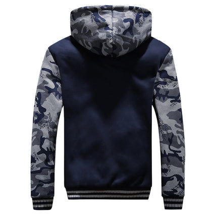 Spot velvet hooded sweater men's autumn and winter New Korean camouflage large size coat cross-border casual men's wholesale