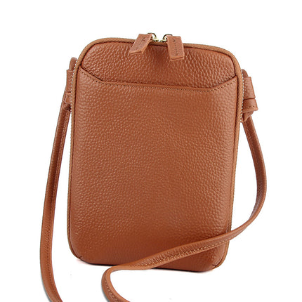 2023 new niche design simple genuine leather women's bag shoulder crossbody small bag mobile phone bag mini foreign trade bag for women