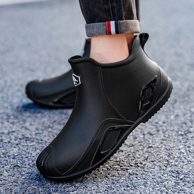 Cross-Border Short-Tube Rain Boots for Men 2025 New Model Kitchen Work Rubber Shoes Wear-Resistant Waterproof Non-Slip Lightweight Water Shoes Rain Boots