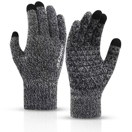 Knitted warm winter thickened brushed non-slip wool plush outdoor riding touch screen wear-resistant breathable windproof gloves