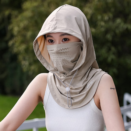 Sun Protection Mask, Face Covering Hat, Integrated Summer Sun Hat for Women Driving and Cycling, Ice Silk Breathable Neck Scarf, Neck Protector