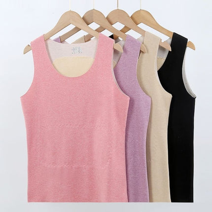 Women's AB Face Seamless Thermal Underwear Vest Women's Two-color Base Shirt Round Neck Cashmere Silk Women's Patch Vest