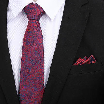 Formal wear wedding tie men's 8CM bridegroom wedding Korean style wine red business tie narrow zipper lazy men and women