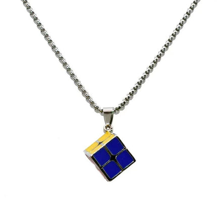 Street fashion personalized accessories colorful Rubik's cube necklace men's and women's accessories ins personalized hip hop fun sweater chain