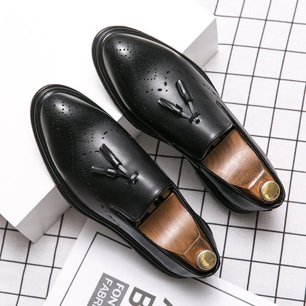 Men's Leather Shoes Casual Shoes Business Comfortable Leather Shoes Lightweight Soft Bottom Hollow-out Breathable Shoes Slip-on Men's Shoes