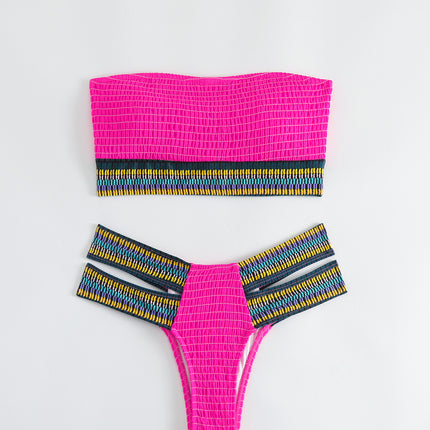 2024 New Swimsuit Fashionable Sexy Bikini Separates Women's Two-Piece Swimsuit Multi-Needle Slimming