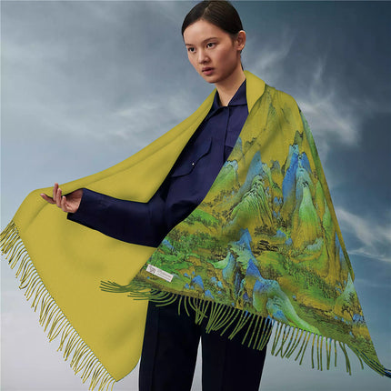 Winter thick tassel all-match national style qianli jiangshan figure women's shawl warm scarf cashmere-like long scarf scarf
