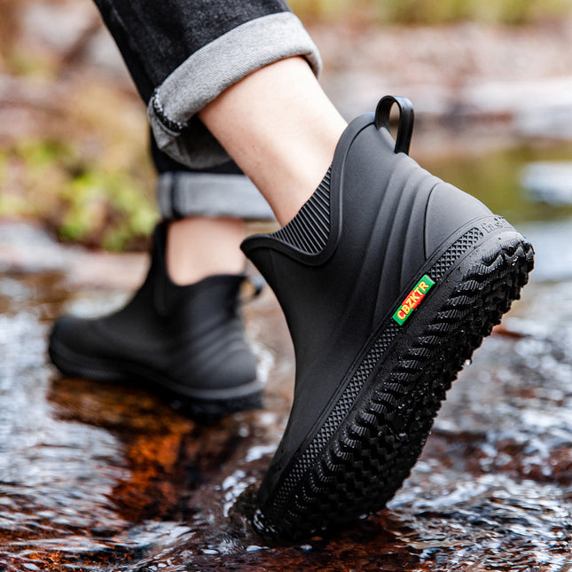 Short Tube Men's Rain Shoes Low-top Outdoor Off-road Water Shoes Lightweight Durable Non-slip Rubber Shoes Kitchen Work Shoes