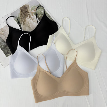 Cool Liquid Jelly Japanese Style Breathable Camisole Small Breast Push-Up No Rims Nude Seamless Bra Intimates