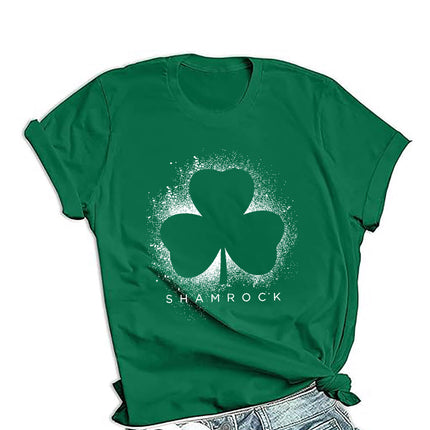 Cross-border PDD supply St. Patrick's Day men's and women's same loose round neck pullover short sleeve printed T-shirt