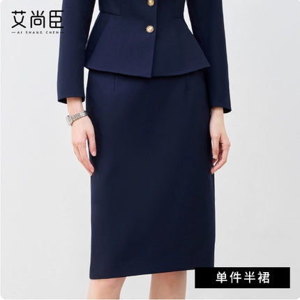 Aishangchen's High-End Navy Blue Suit Is Elegant and Versatile, Hotel Manager's Front Desk Formal Occasion Professional Wear