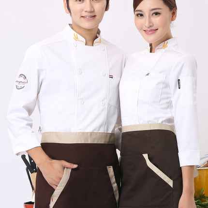 Chef Work Clothes Long Sleeve Men's Autumn and Winter Clothes Hotel Restaurant Catering Chef Clothes Short Sleeve Women's Rear Kitchen Tooling Top