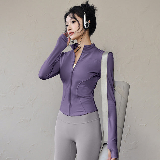 Sports Top Outerwear Yoga Jacket Women's Long-sleeved Tight Fitness Slimming fleece-lined plus size Yoga Clothes for Autumn and Winter