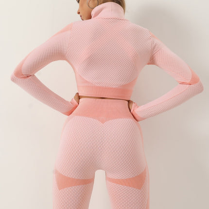 Cross Border Hot Sale Seamless Quick Dry Long Sleeve Yoga suit Fitness Yoga Suit Top Lulu Sports Yoga Pants Trousers