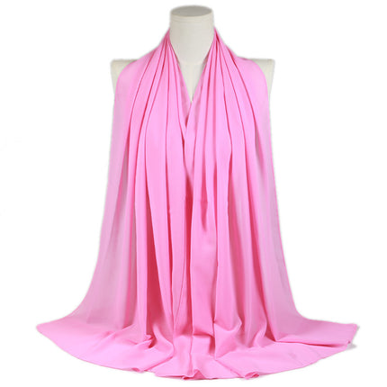 Solid Color Single Color Pearl Chiffon Scarf Malaysia Hot Selling Long Scarf Scarf Shawl Export Malaysia