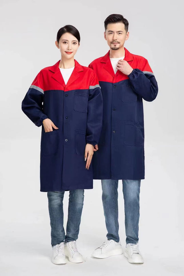 Coat Work Clothes, Wear-Resistant, Dirt-Resistant, Thickened Outer Coveralls, Anti-Dirty Clothes, Mid-Length Work Clothes, Labor Protection Clothes, Custom-Made Coat