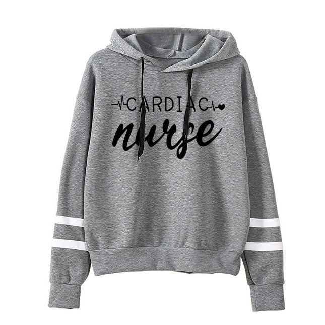Foreign Trade Cross-border European and American Cardiac Nurse Printed Striped Parallel Bars Hoodie Men's and Women's European Code plus size