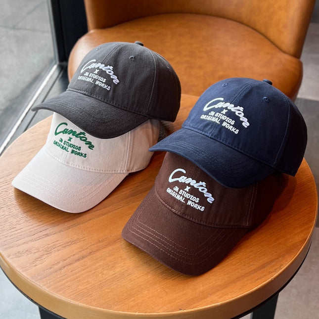 Korean Style Large Head Circumference Baseball Cap for Women, Face-Slimming Embroidered Letters, Fashionable Versatile Duckbill Cap for Men, Simple Sunshade and Sun Protection
