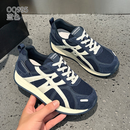 Genuine Leather Sports Shoes for Women, 2026 Autumn Retro New Style, Versatile Lightweight Casual Thick-Soled German Training Shoes